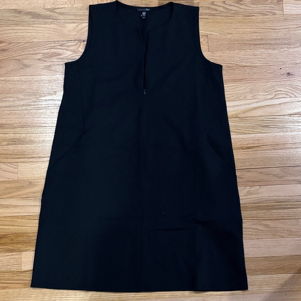 Eileen Fisher Cotton Blend Zip-Up Sleeveless Ponte Black Dress, new without tags - Picture 4 of 8